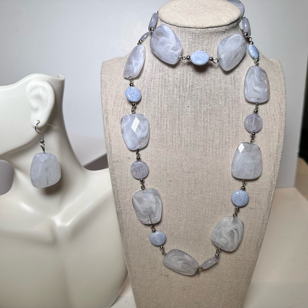 NIB Michael Anthony Light Lavender Stone Set - Necklace, Bracelet, and Earrings
